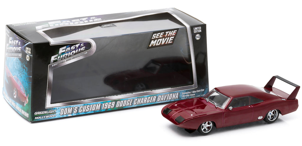 Dom's 1969 Dodge Charger Daytona Maroon 'Fast and Furious 6' Movie (2013) 1/43 Diecast Model Car by Greenlight