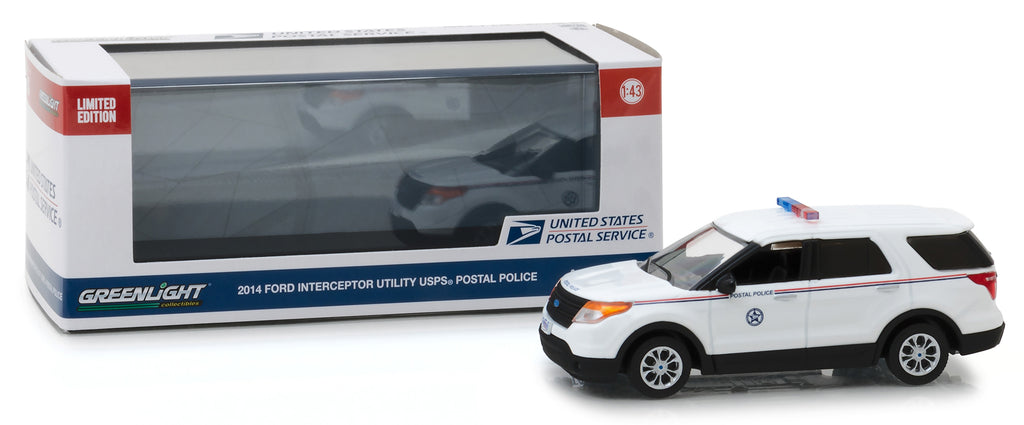 2014 Ford Interceptor Utility Postal Police 'United States Postal Service' (USPS) White 1/43 Diecast Model Car by Greenlight