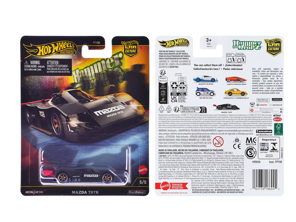 Mazda 787B Prototype Race Car Black 'Hammer Drop' Series Diecast Model Car by Hot Wheels