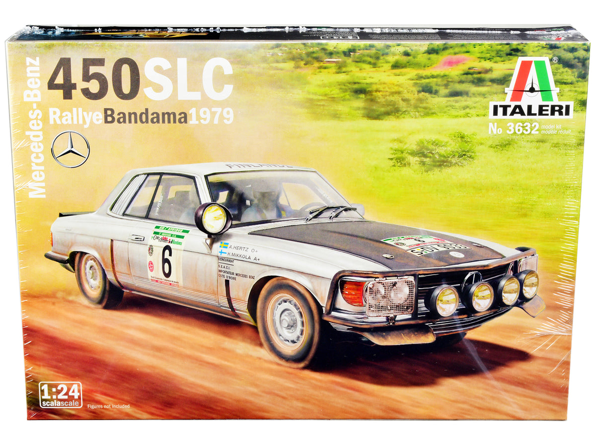 Skill 3 Model Kit Mercedes-Benz 450 SLC Winner 'Rallye Bandama Ivory Coast' (1979) 1/24 Scale Model by Italeri