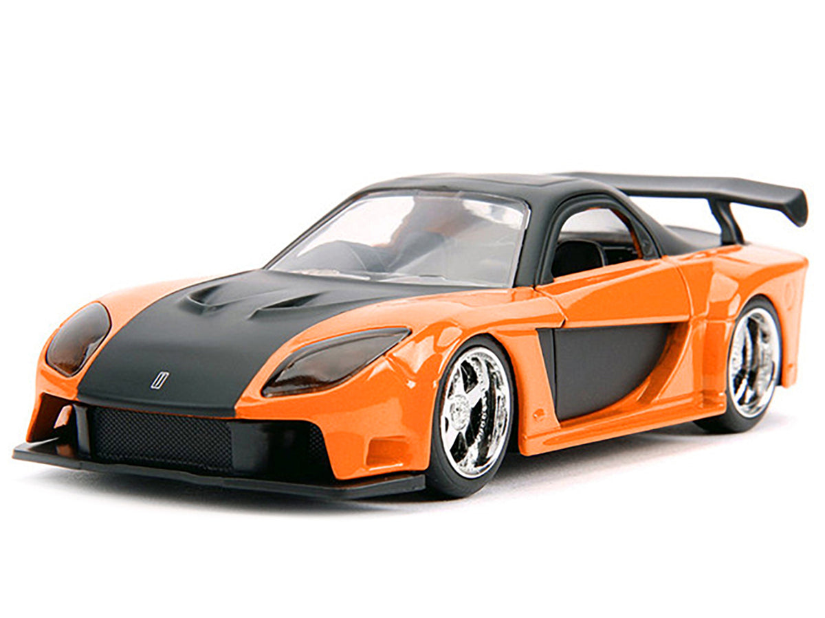 Han's Mazda RX-7 RHD (Right Hand Drive) Orange Metallic and Black '25 Years of Fast & Furious' 'The Fast and the Furious: Tokyo Drift' (2006) Movie 'Fast & Furious' Series 1/32 Diecast Model Car by Jada