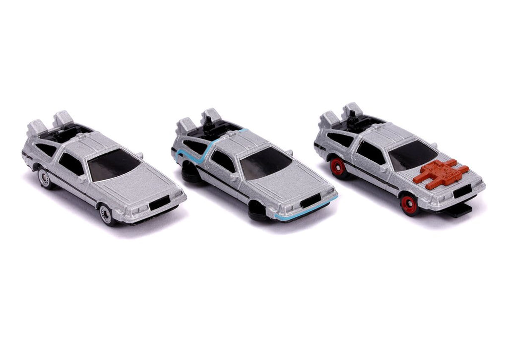 'Back to the Future' Time Machine 3 piece Set 'Nano Hollywood Rides' Diecast Model Cars by Jada