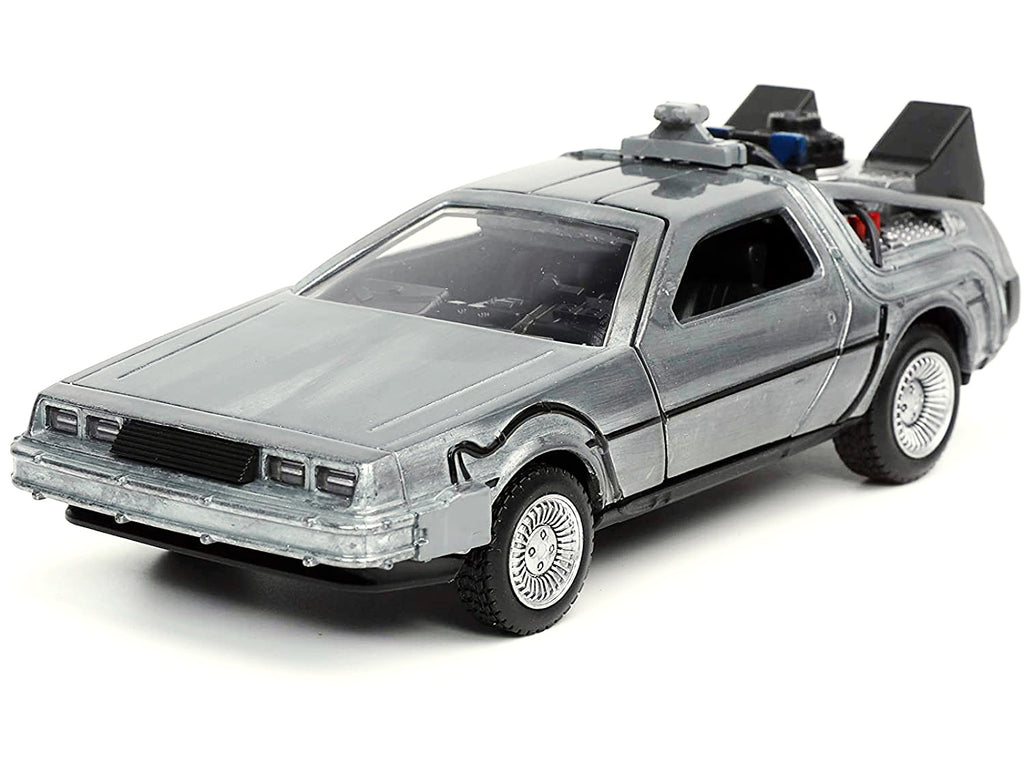 DeLorean DMC (Time Machine) Brushed Metal 'Back to the Future Part I' (1985) Movie 'Hollywood Rides' Series 1/32 Diecast Model Car by Jada