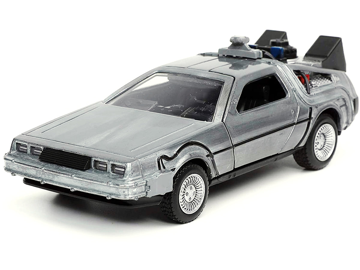 DeLorean DMC (Time Machine) Brushed Metal 'Back to the Future Part I' (1985) Movie 'Hollywood Rides' Series 1/32 Diecast Model Car by Jada