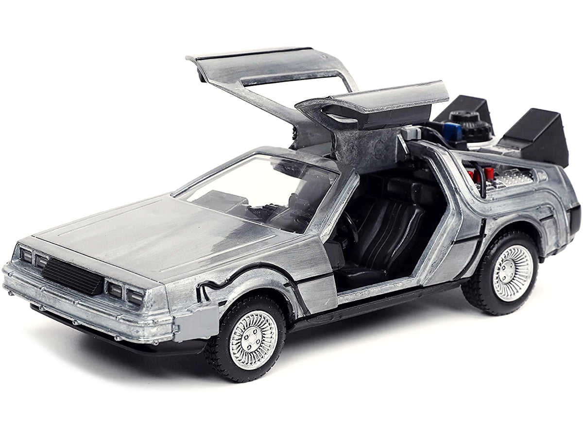 DeLorean DMC (Time Machine) Brushed Metal 'Back to the Future Part I' (1985) Movie 'Hollywood Rides' Series 1/32 Diecast Model Car by Jada
