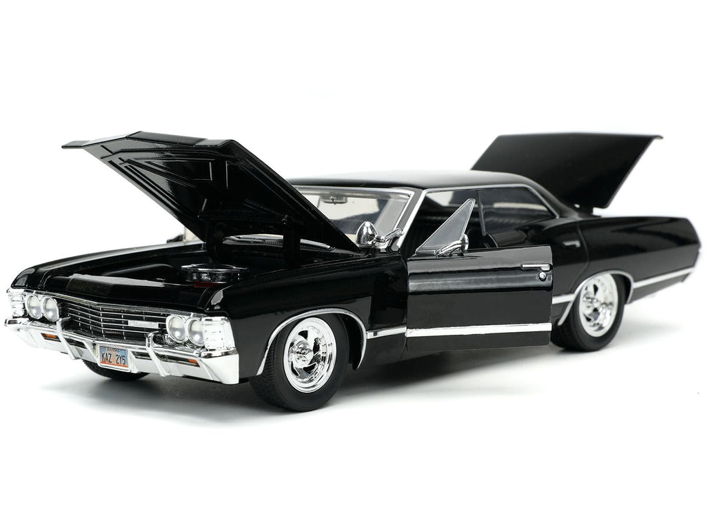 1967 Chevrolet Impala SS Sport Sedan Black and Dean Winchester Diecast Figurine 'Supernatural' (2005-2020) TV Series 'Hollywood Rides' Series 1/24 Diecast Model Car by Jada