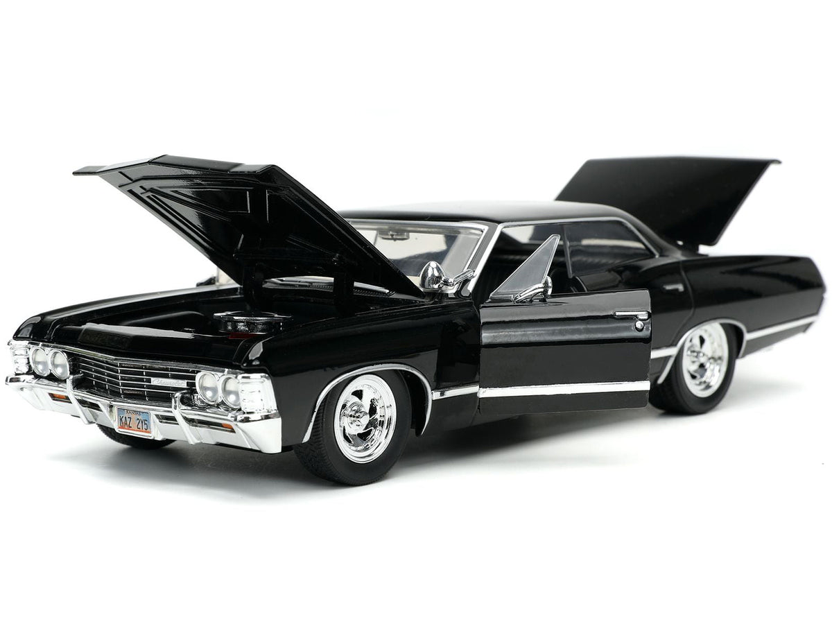 1967 Chevrolet Impala SS Sport Sedan Black and Dean Winchester Diecast Figurine 'Supernatural' (2005-2020) TV Series 'Hollywood Rides' Series 1/24 Diecast Model Car by Jada