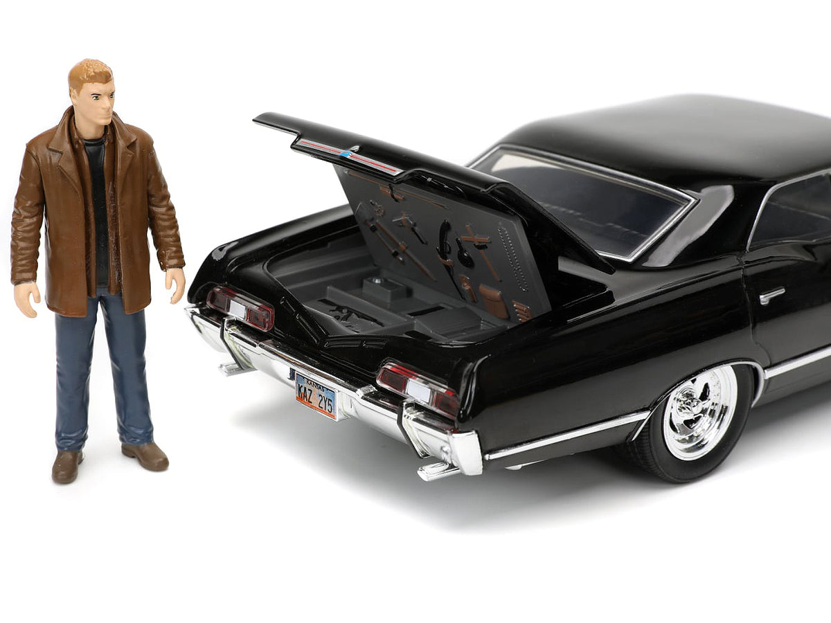 1967 Chevrolet Impala SS Sport Sedan Black and Dean Winchester Diecast Figurine 'Supernatural' (2005-2020) TV Series 'Hollywood Rides' Series 1/24 Diecast Model Car by Jada