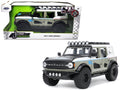 2021 Ford Bronco Gray and White with Matt Black Hood with Roof Rack 'M2 Motoring' 'Just Trucks' Series 1/24 Diecast Model Car by Jada