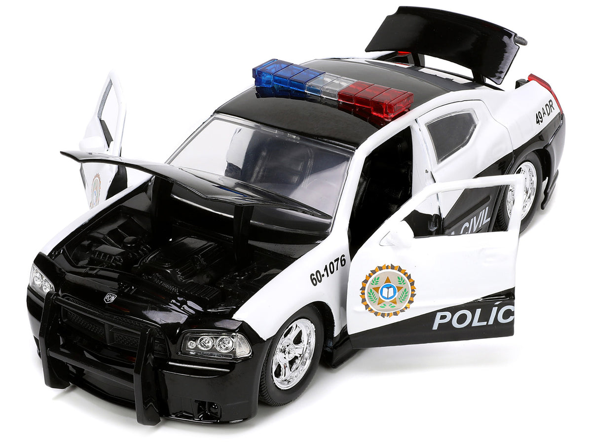 2006 Dodge Charger Police Black and White 'Policia Civil' 'Fast & Furious' Series 1/24 Diecast Model Car by Jada