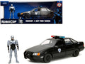 Ford Taurus OCP Matt Black 'Detroit Police' and Robocop Diecast Figure 35th Anniversary 'Robocop' (1987) Movie 'Hollywood Rides' Series 1/24 Diecast Model Car by Jada