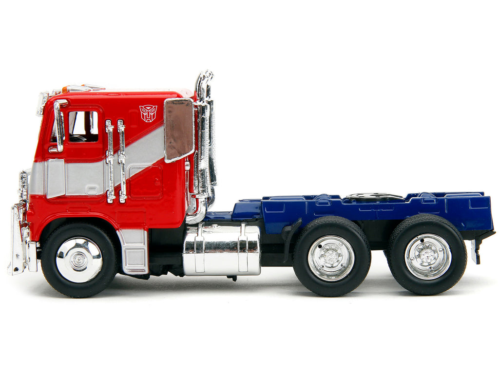 Optimus Prime Tractor Truck Red and Blue with Silver Stripes 'Transformers: Rise of the Beasts' (2023) Movie 'Hollywood Rides' Series 1/32 Diecast Model Car by Jada