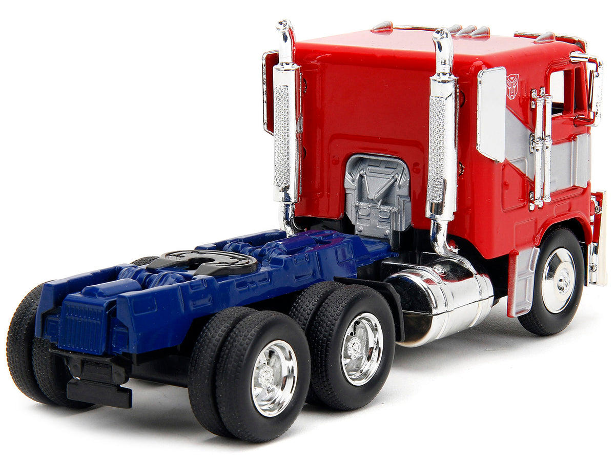 Optimus Prime Tractor Truck Red and Blue with Silver Stripes 'Transformers: Rise of the Beasts' (2023) Movie 'Hollywood Rides' Series 1/32 Diecast Model Car by Jada