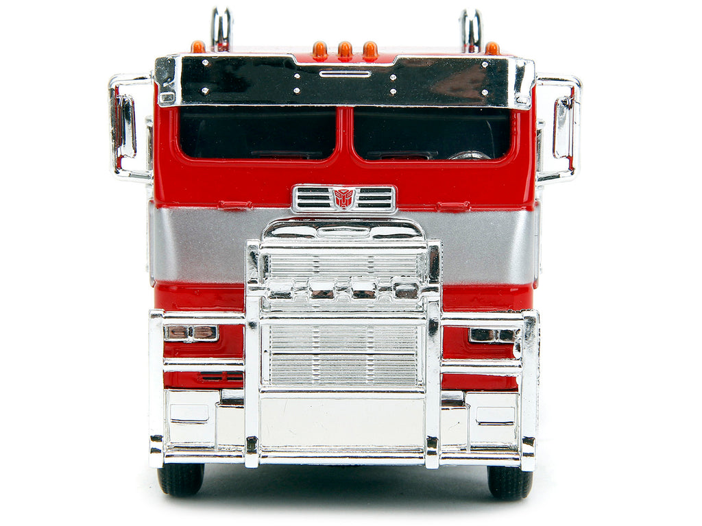 Optimus Prime Tractor Truck Red and Blue with Silver Stripes 'Transformers: Rise of the Beasts' (2023) Movie 'Hollywood Rides' Series 1/32 Diecast Model Car by Jada