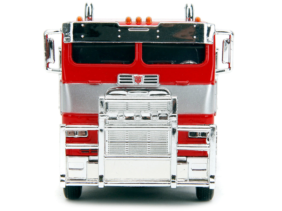 Optimus Prime Tractor Truck Red and Blue with Silver Stripes 'Transformers: Rise of the Beasts' (2023) Movie 'Hollywood Rides' Series 1/32 Diecast Model Car by Jada