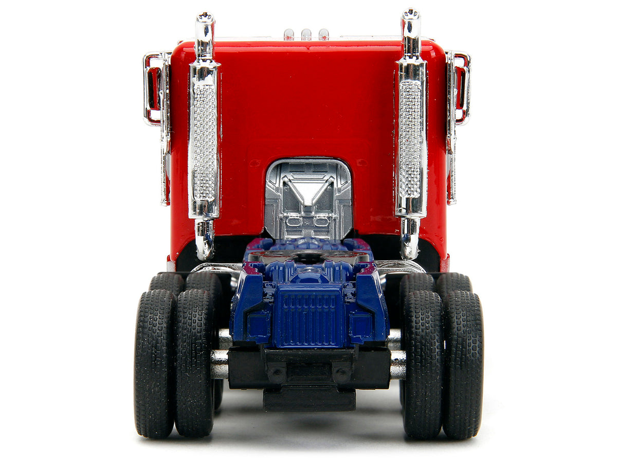 Optimus Prime Tractor Truck Red and Blue with Silver Stripes 'Transformers: Rise of the Beasts' (2023) Movie 'Hollywood Rides' Series 1/32 Diecast Model Car by Jada