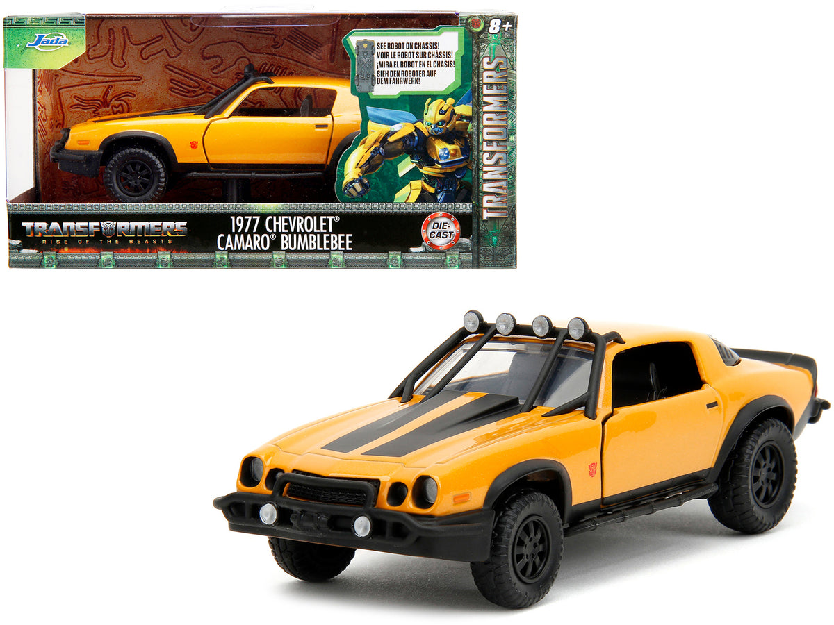 1977 Chevrolet Camaro Off-Road Version Yellow Metallic with Black Stripes 'Transformers: Rise of the Beasts' (2023) Movie 'Hollywood Rides' Series 1/32 Diecast Model Car by Jada