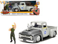 1956 Ford F-100 Pickup Truck Tan and Gray Metallic and Guile Diecast Figure 'Street Fighter' Video Game 'Anime Hollywood Rides' Series 1/24 Diecast Model Car by Jada