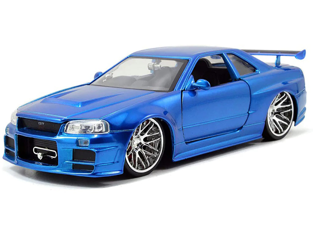 Brian's Nissan GTR Skyline R34 RHD (Right Hand Drive) Blue 25th Anniversary 'Fast & Furious' Movie 1/24 Diecast Model Car by Jada
