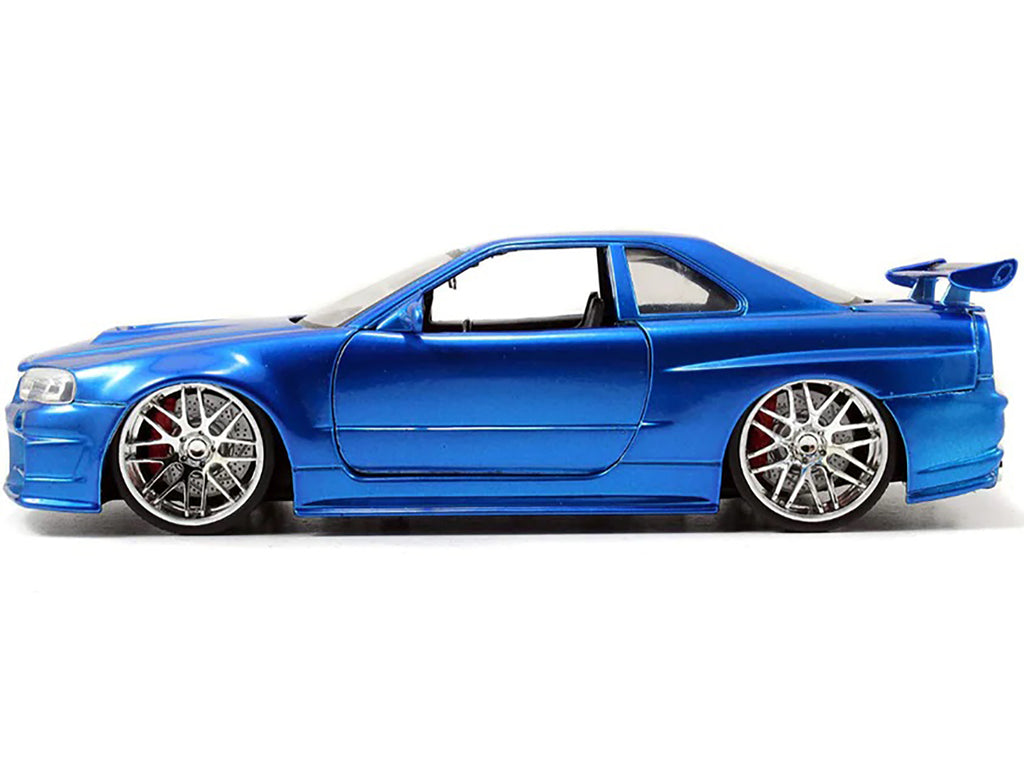 Brian's Nissan GTR Skyline R34 RHD (Right Hand Drive) Blue 25th Anniversary 'Fast & Furious' Movie 1/24 Diecast Model Car by Jada