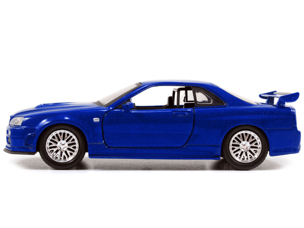 Brian's Nissan Skyline GT-R (R34) RHD (Right Hand Drive) Blue Metallic 'Fast & Furious' (2009) Movie '25 Years of Fast & Furious' Series 1/32 Diecast Model Car by Jada