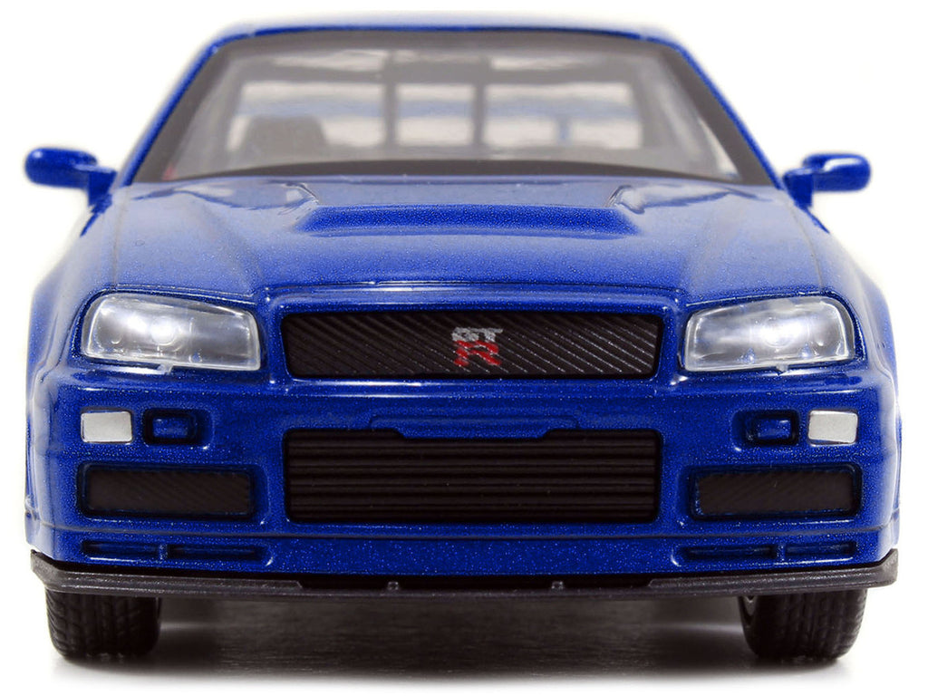 Brian's Nissan Skyline GT-R (R34) RHD (Right Hand Drive) Blue Metallic 'Fast & Furious' (2009) Movie '25 Years of Fast & Furious' Series 1/32 Diecast Model Car by Jada