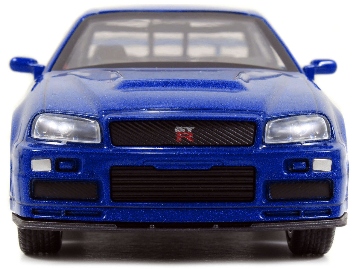 Brian's Nissan Skyline GT-R (R34) RHD (Right Hand Drive) Blue Metallic 'Fast & Furious' (2009) Movie '25 Years of Fast & Furious' Series 1/32 Diecast Model Car by Jada