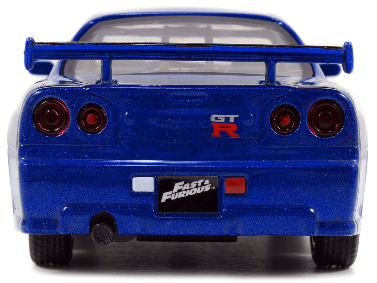 Brian's Nissan Skyline GT-R (R34) RHD (Right Hand Drive) Blue Metallic 'Fast & Furious' (2009) Movie '25 Years of Fast & Furious' Series 1/32 Diecast Model Car by Jada