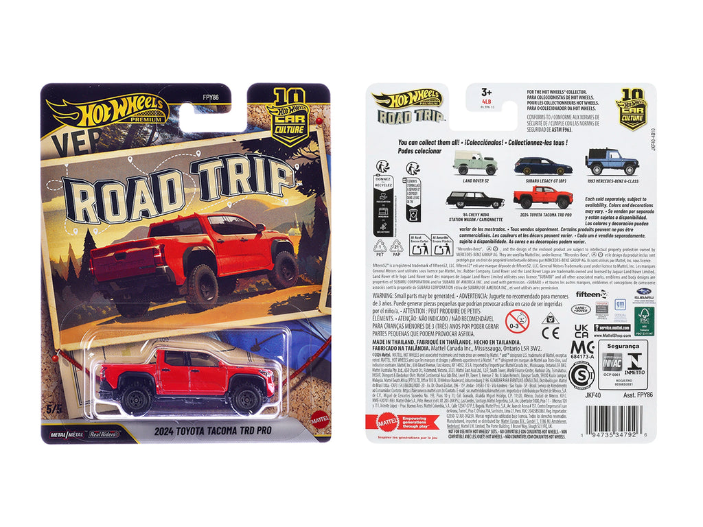 2024 Toyota Tacoma TRD PRO Pickup Truck Red 'Road Trip' Series Diecast Model Car by Hot Wheels