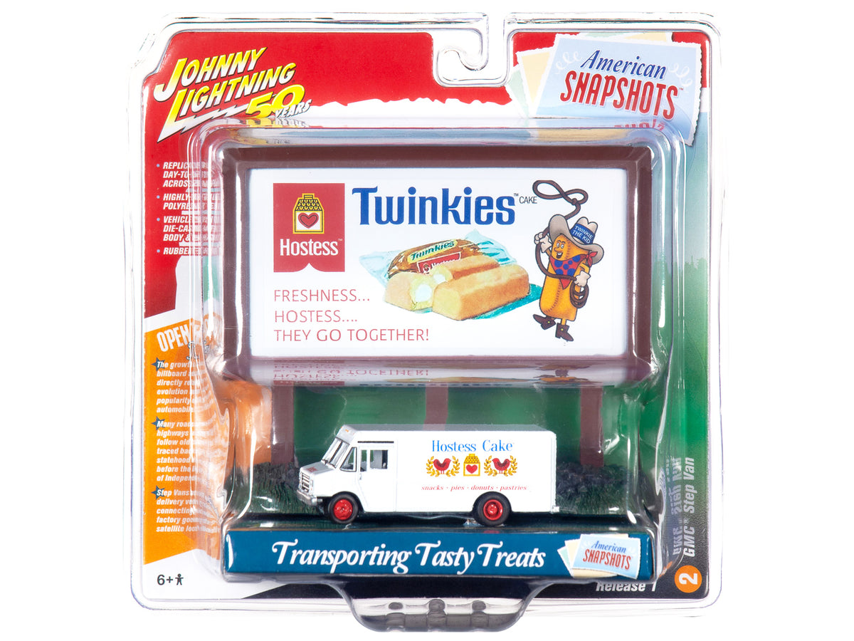 GMC Step Van White with 'Hostess' Country Billboard 'Johnny Lightning 50th Anniversary' 1/64 Diecast Model by Johnny Lightning