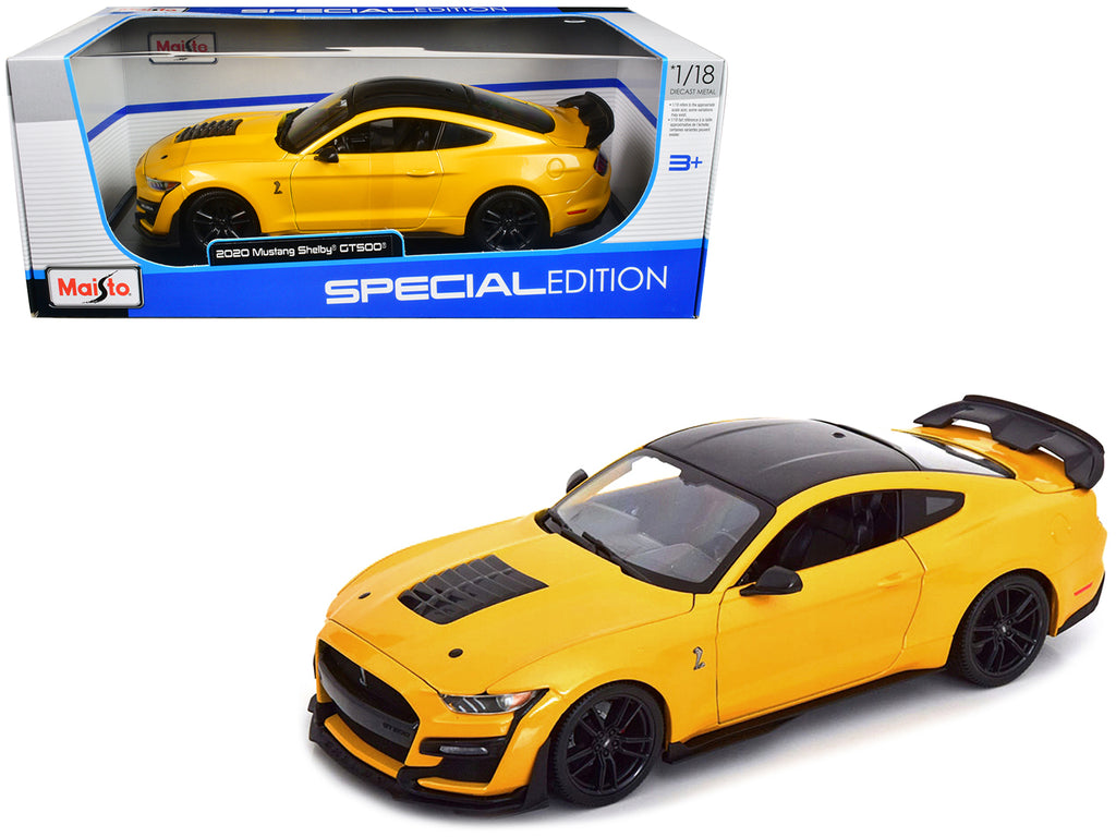 2020 Ford Mustang Shelby GT500 Yellow with Black Top 'Special Edition' 1/18 Diecast Model Car by Maisto
