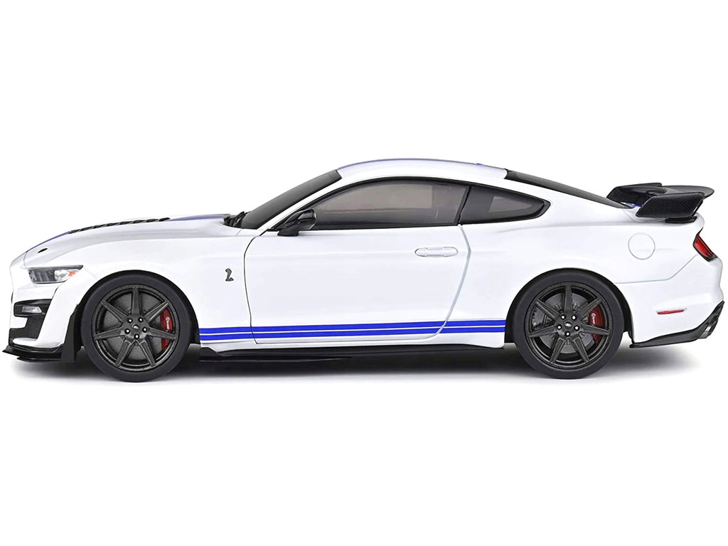 2020 Ford Mustang Shelby GT500 White with Blue Stripes 'Special Edition' 1/18 Diecast Model Car by Maisto
