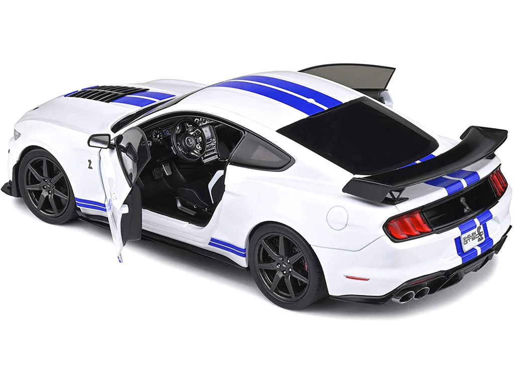 2020 Ford Mustang Shelby GT500 White with Blue Stripes 'Special Edition' 1/18 Diecast Model Car by Maisto