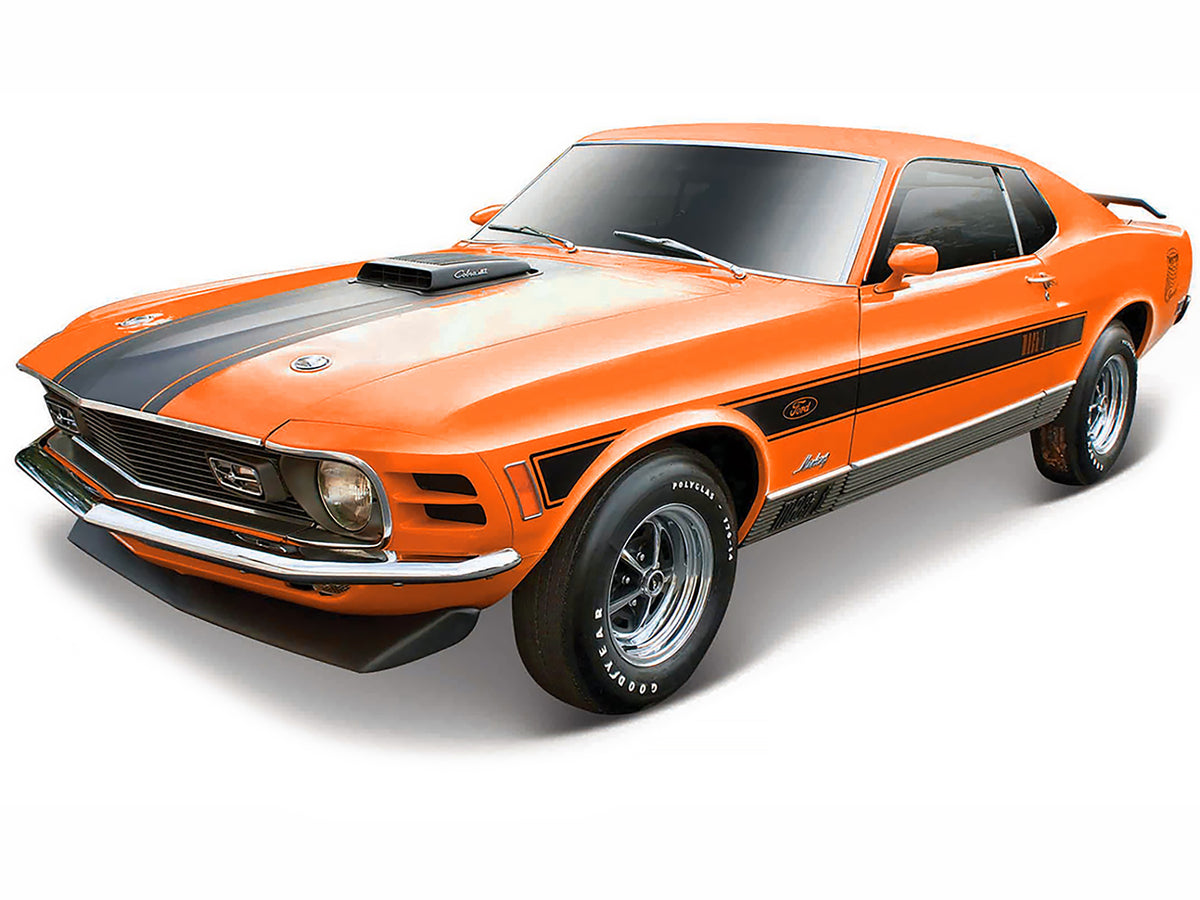 1970 Ford Mustang Mach 1 428 'Twister Special' Orange with Black Stripes 'Special Edition' 1/18 Diecast Model Car by Maisto