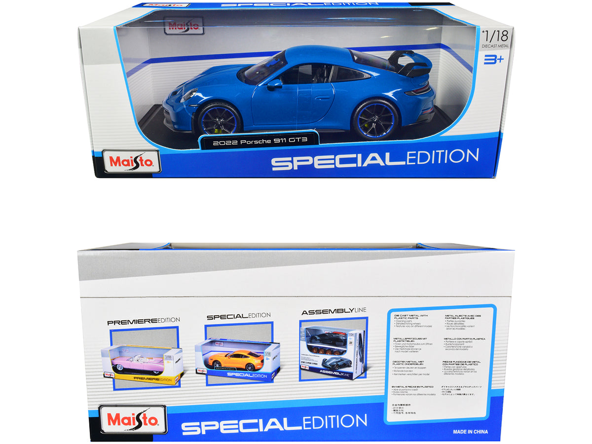 2022 Porsche 911 GT3 Blue 'Special Edition' 1/18 Diecast Model Car by Maisto