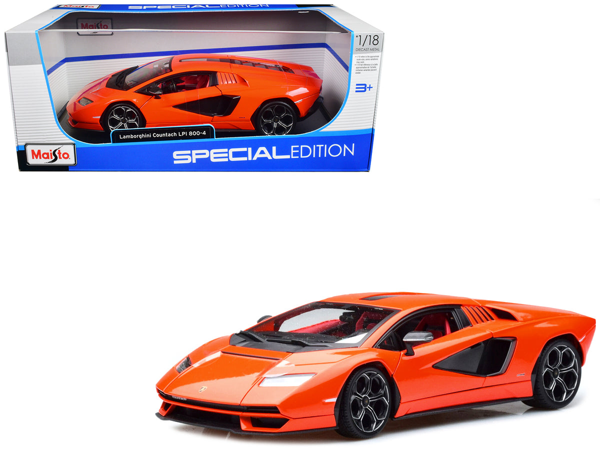 Lamborghini Countach LPI 800-4 Orange with Red Interior 'Special Edition' 1/18 Diecast Model Car by Maisto