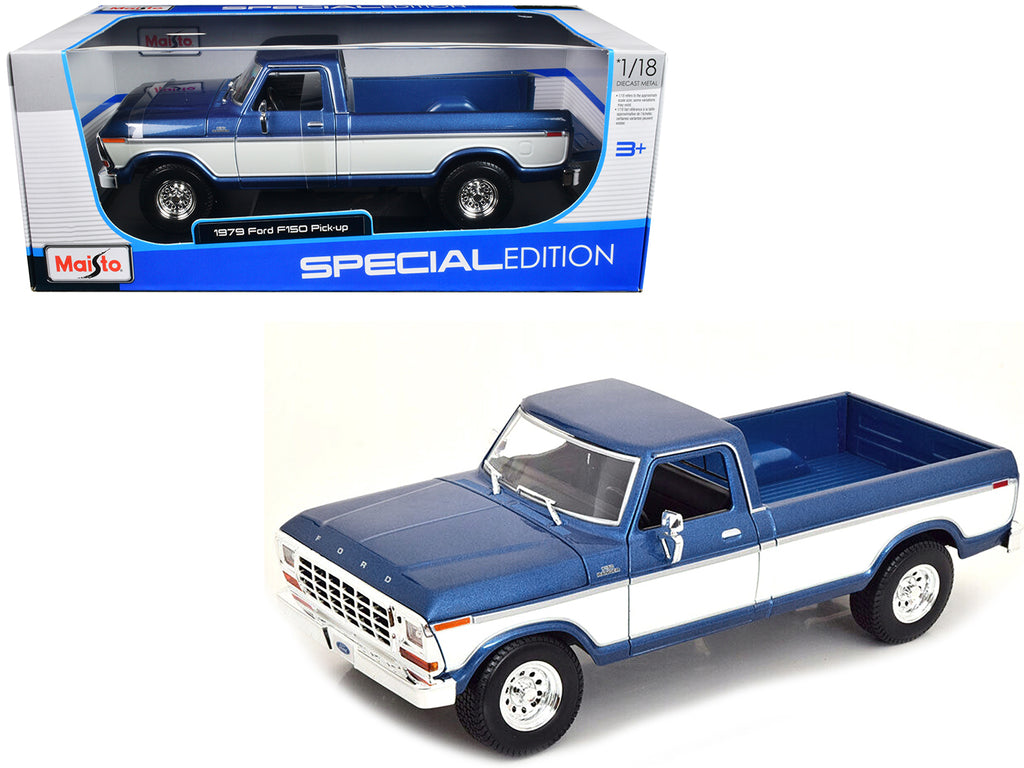 1979 Ford F-150 Ranger Pickup Truck Blue Metallic and Cream 'Special Edition' 1/18 Diecast Model Car by Maisto