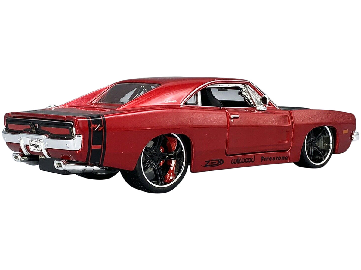 1969 Dodge Charger R/T Red Metallic with Black Hood and Black Stripes 'Classic Muscle' 1/25 Diecast Model Car by Maisto