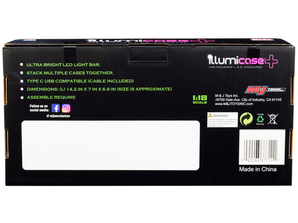 Black Collectible Display Show Case Illumicase+ with LED Lights and Mirror Base and Back for 1/64 1/43 1/32 1/24 1/18 Scale Models by Illumibox
