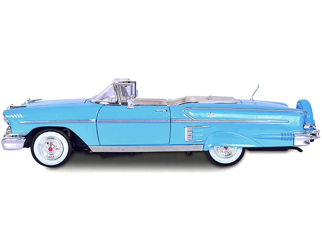 1958 Chevrolet Impala Convertible Light Blue 'Timeless Classics' 1/18 Diecast Model Car by Motormax