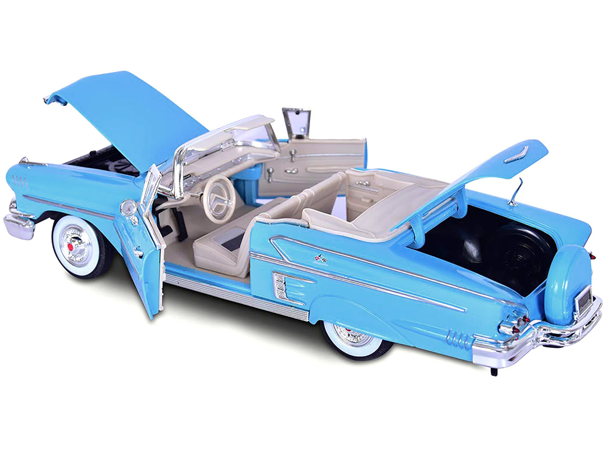 1958 Chevrolet Impala Convertible Light Blue 'Timeless Classics' 1/18 Diecast Model Car by Motormax