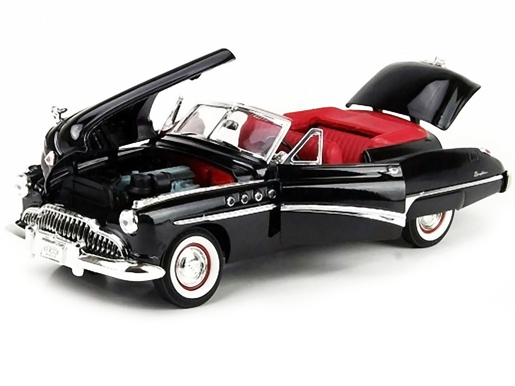 1949 Buick Roadmaster Black with Red Interior 1/18 Diecast Model Car by Motormax