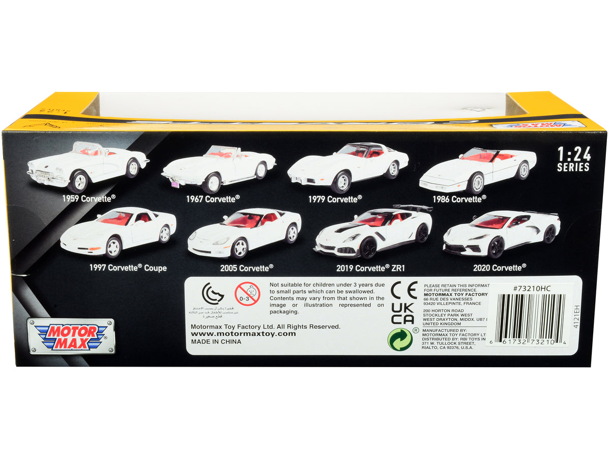 1997 Chevrolet Corvette C5 Coupe White with Red Interior 'History of Corvette' Series 1/24 Diecast Model Car by Motormax