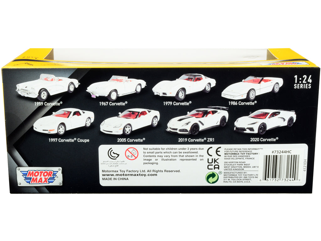 1967 Chevrolet Corvette C2 Convertible White with Red Interior 'History of Corvette' Series 1/24 Diecast Model Car by Motormax