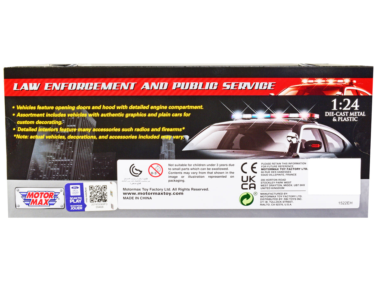 2018 Ford Mustang GT Police Car Unmarked Plain White 'Law Enforcement and Public Service' Series 1/24 Diecast Model Car by Motormax
