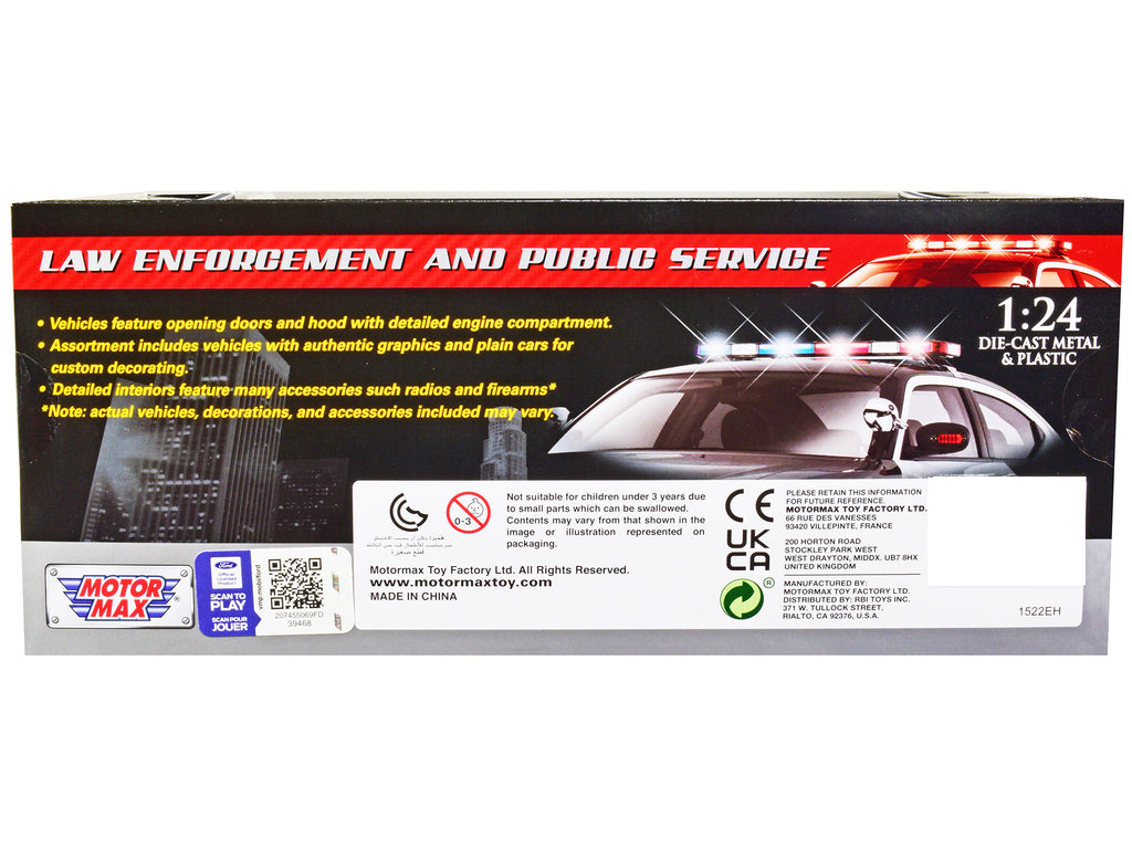 2015 Ford Interceptor Police Utility 'California Highway Patrol' (CHP) Black and White 1/24 Diecast Model Car by Motormax