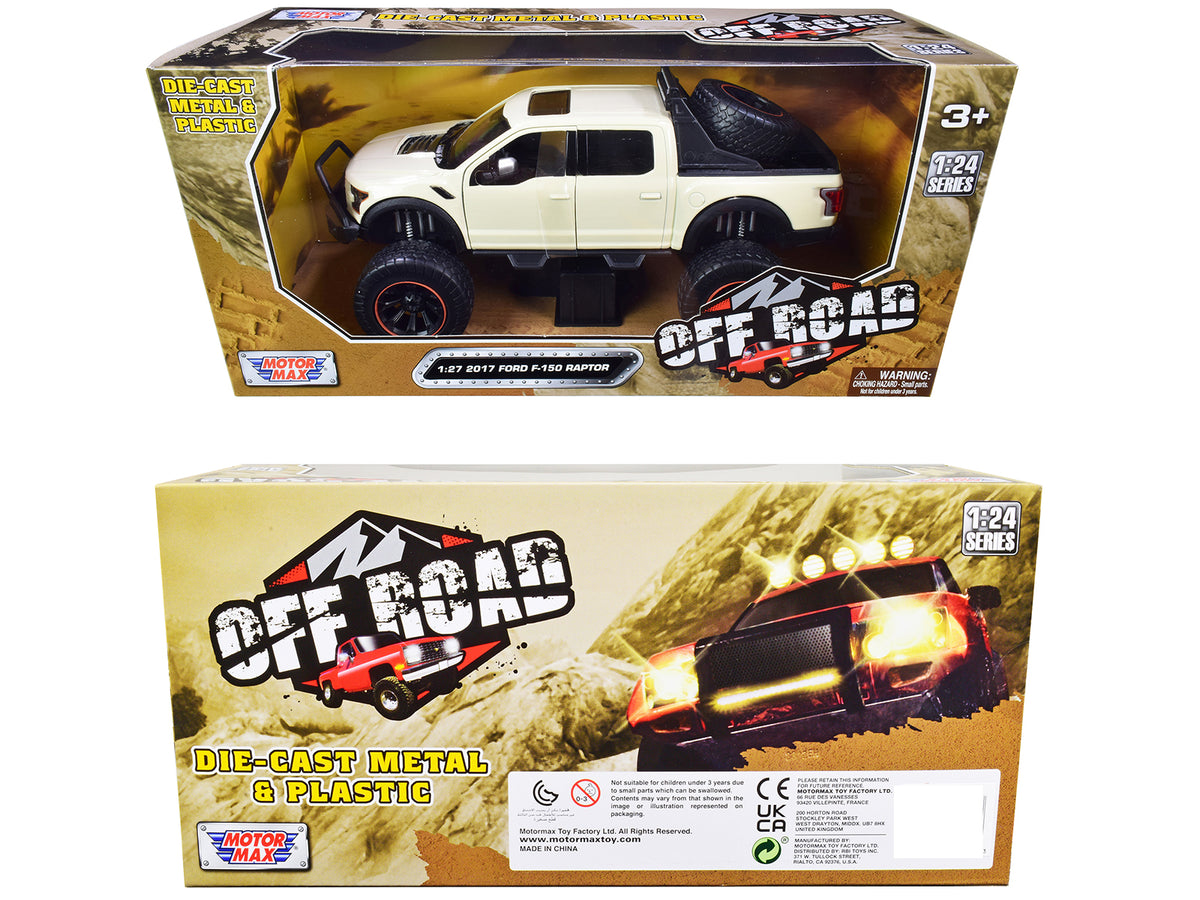 2017 Ford F-150 Raptor Off-Road Pickup Truck Cream 1/24-1/27 Diecast Model Car by Motormax