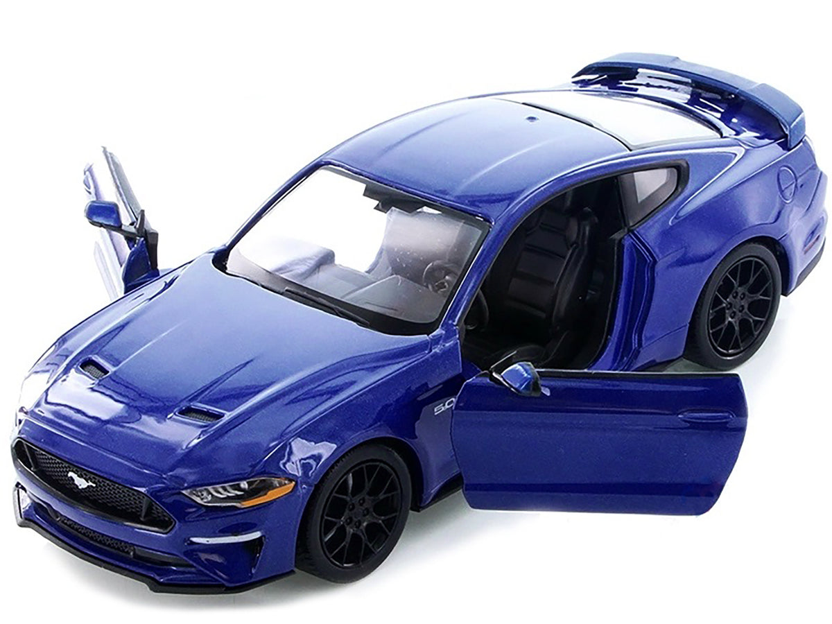 2018 Ford Mustang GT 5.0 Blue with Black Wheels 1/24 Diecast Model Car by Motormax
