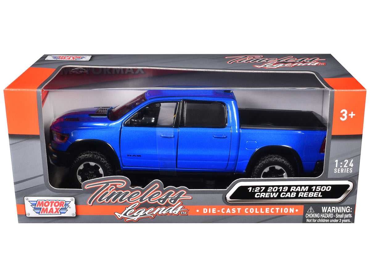 2019 RAM Rebel 1500 Crew Cab Pickup Truck Blue Metallic 'American Classics' Series 1/24-1/27 Diecast Model Car by Motormax