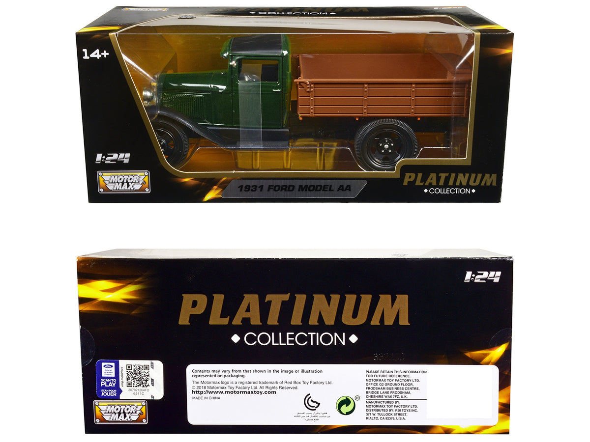 1931 Ford Model AA Pickup Truck Dark Green and Black 'Platinum Collection' Series 1/24 Diecast Model Car by Motormax